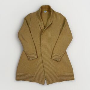 L.L. Bean Cardigan Duster Sweater Womens M Yellow Gold Knit Grandmacore Comfy